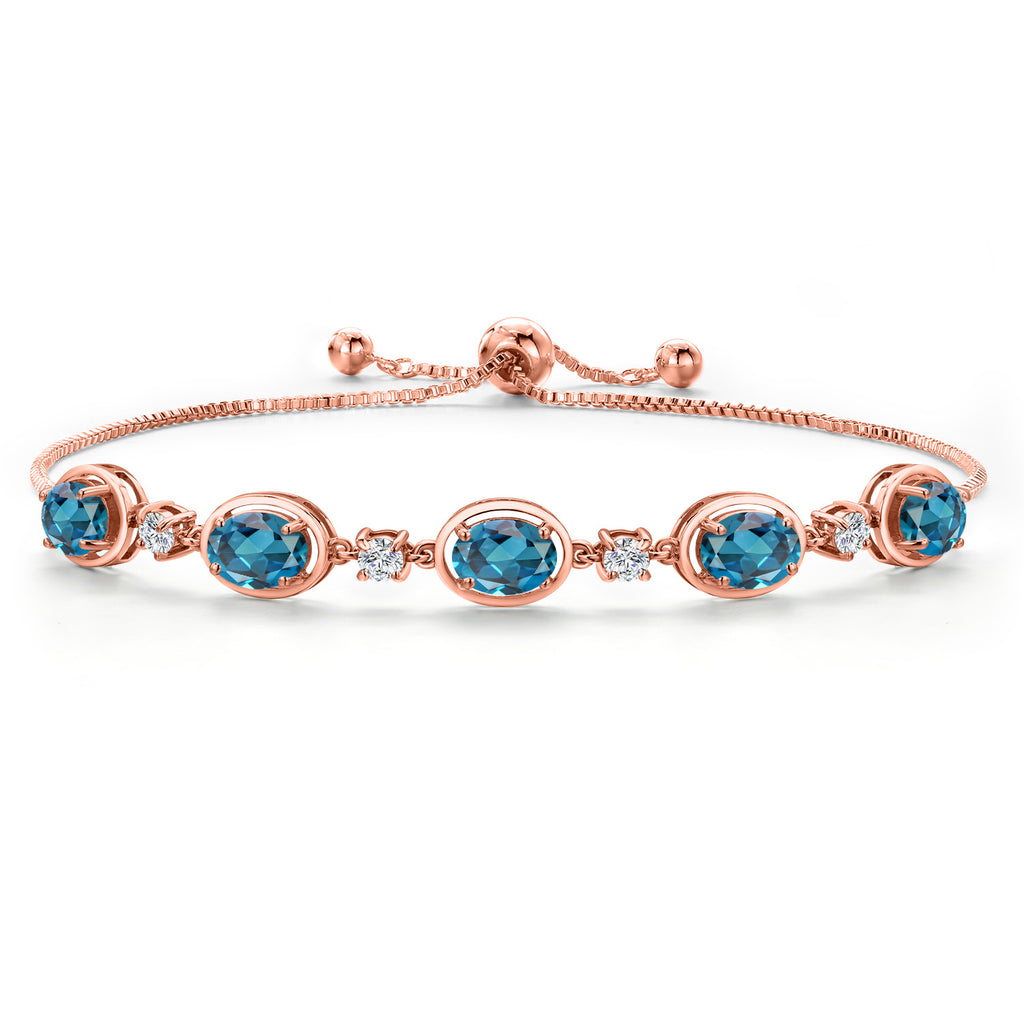 London Blue Topaz - November_Bracelet in 925 Rose Gold Plated Silver