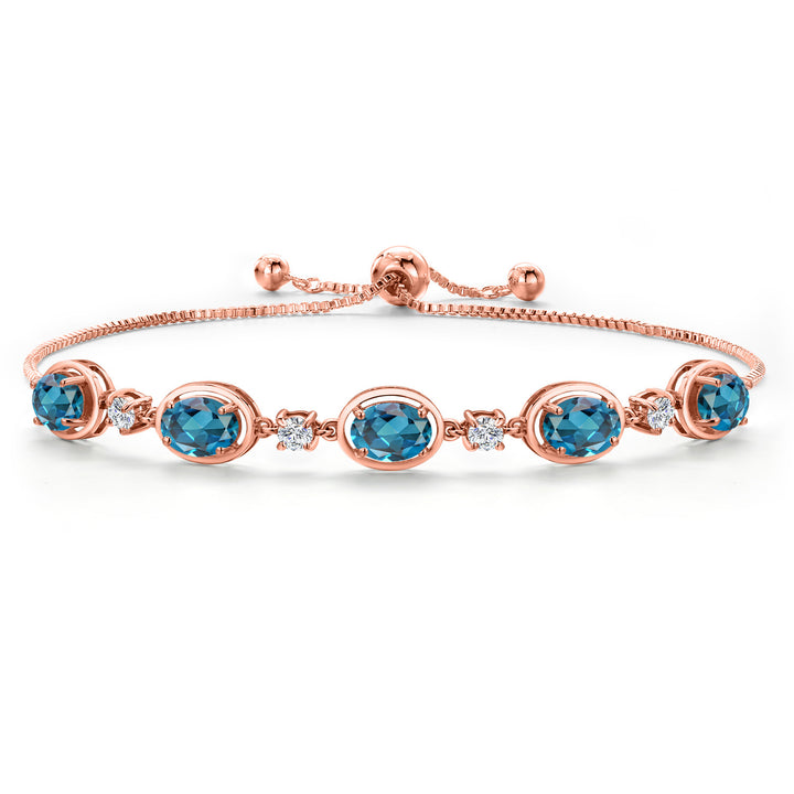 London Blue Topaz - November_Bracelet in 925 Rose Gold Plated Silver