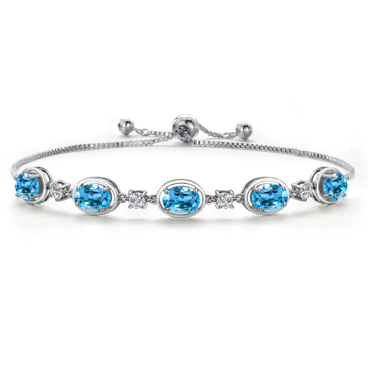Swiss Blue Topaz - November_Bracelet in 925 Sterling Silver