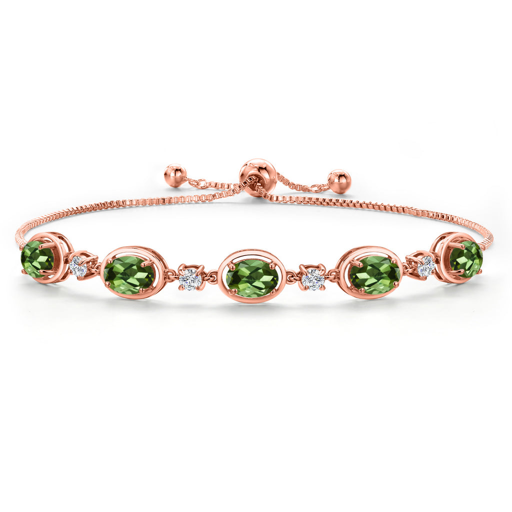 Green Tourmaline - October_Bracelet in 925 Rose Gold Plated Silver