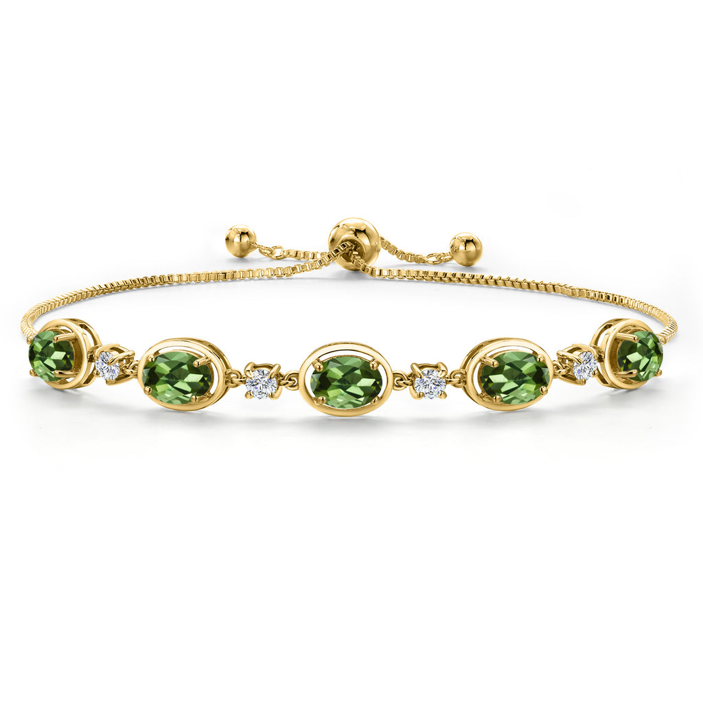 Green Tourmaline - October_Bracelet in 925 Yellow Gold Plated Silver