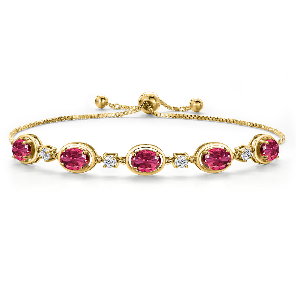 Pink Tourmaline - October_Bracelet in 925 Yellow Gold Plated Silver
