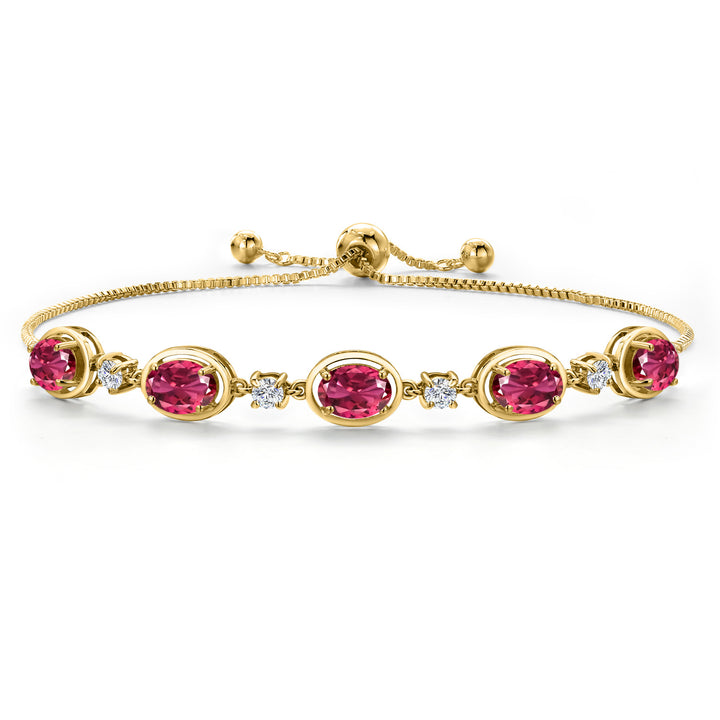 Pink Tourmaline - October_Bracelet in 925 Yellow Gold Plated Silver