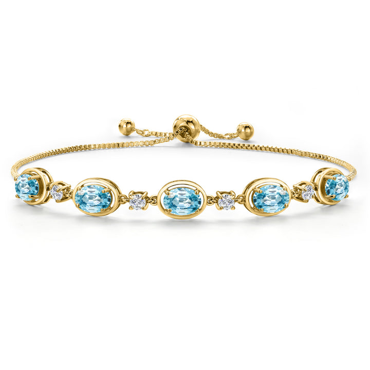 Blue Zircon_Bracelet in 925 Yellow Gold Plated Silver