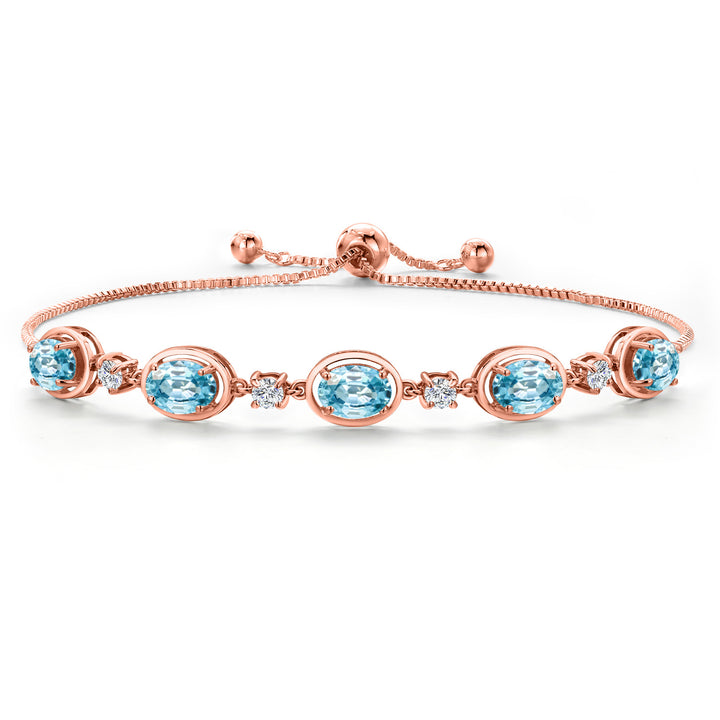 Blue Zircon_Bracelet in 925 Rose Gold Plated Silver