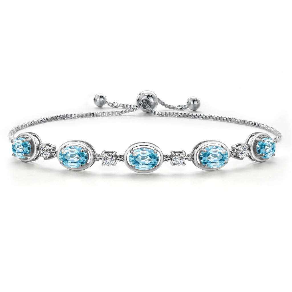 Blue Zircon_Bracelet in 925 Sterling Silver