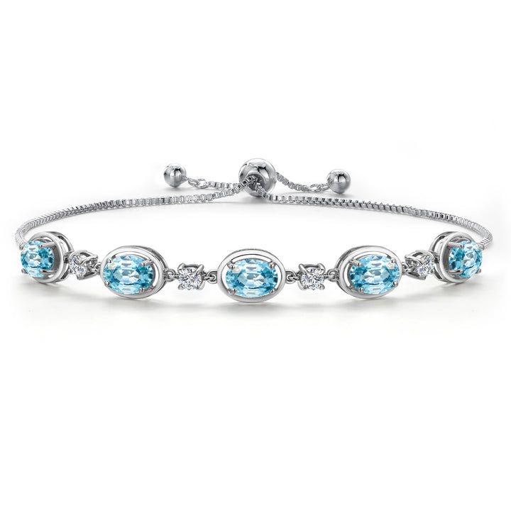 Blue Zircon_Bracelet in 925 Sterling Silver
