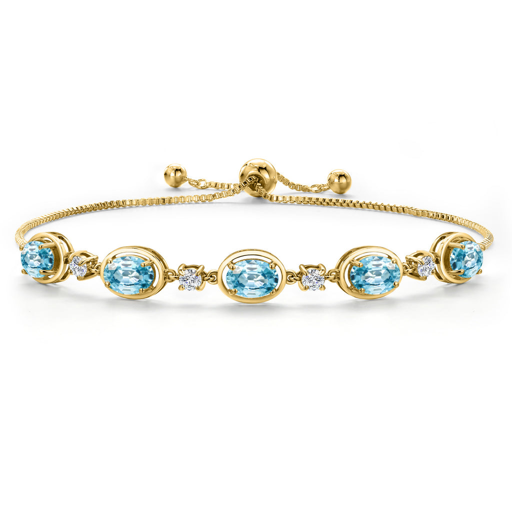 Blue Zircon_Bracelet in 925 Yellow Gold Plated Silver