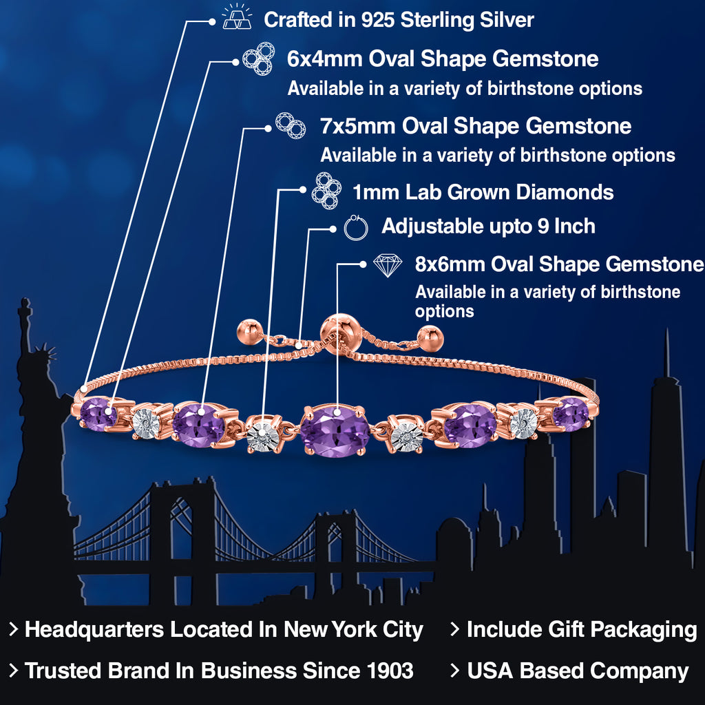 Purple and E - F_925 Rose Gold Plated Silver_Bracelet in 925 Rose Gold Plated Silver