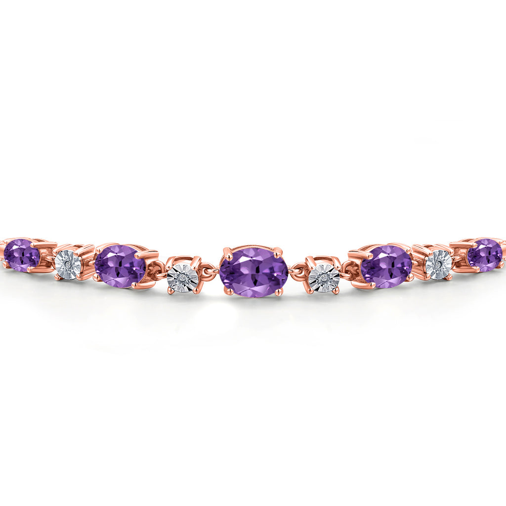 Purple and E - F_925 Rose Gold Plated Silver_Bracelet in 925 Rose Gold Plated Silver
