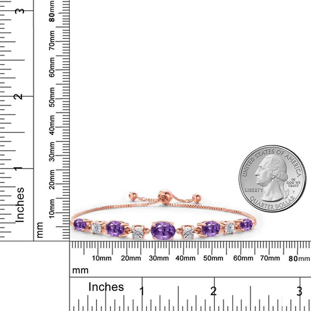 Purple and E - F_925 Rose Gold Plated Silver_Bracelet in 925 Rose Gold Plated Silver