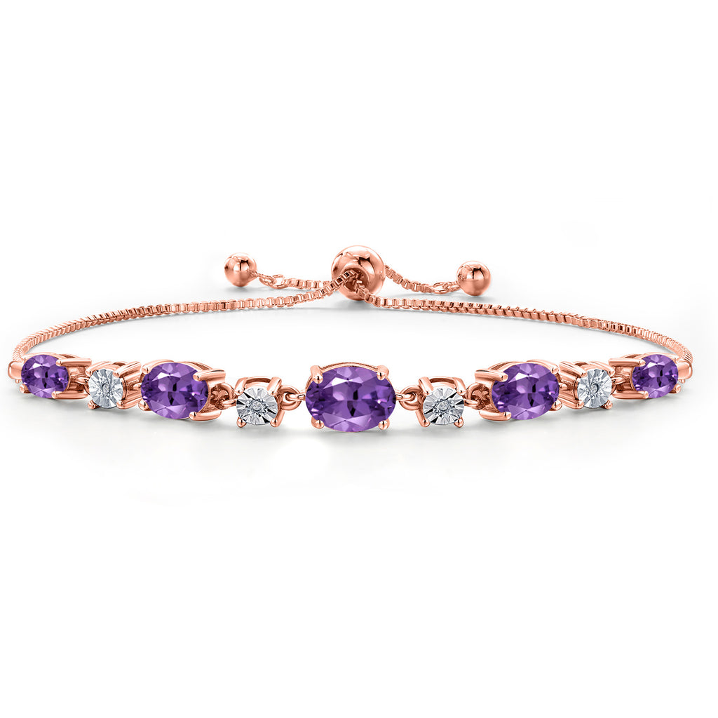 Purple and E - F_925 Rose Gold Plated Silver_Bracelet in 925 Rose Gold Plated Silver