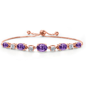 Purple and E - F_925 Rose Gold Plated Silver_Bracelet in 925 Rose Gold Plated Silver