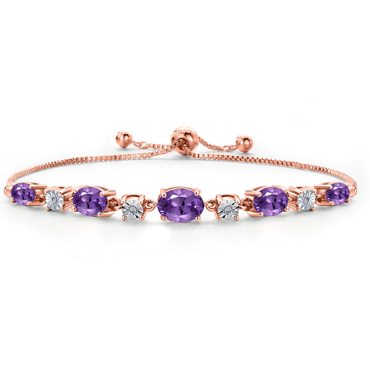 Purple and E - F_925 Rose Gold Plated Silver_Bracelet in 925 Rose Gold Plated Silver