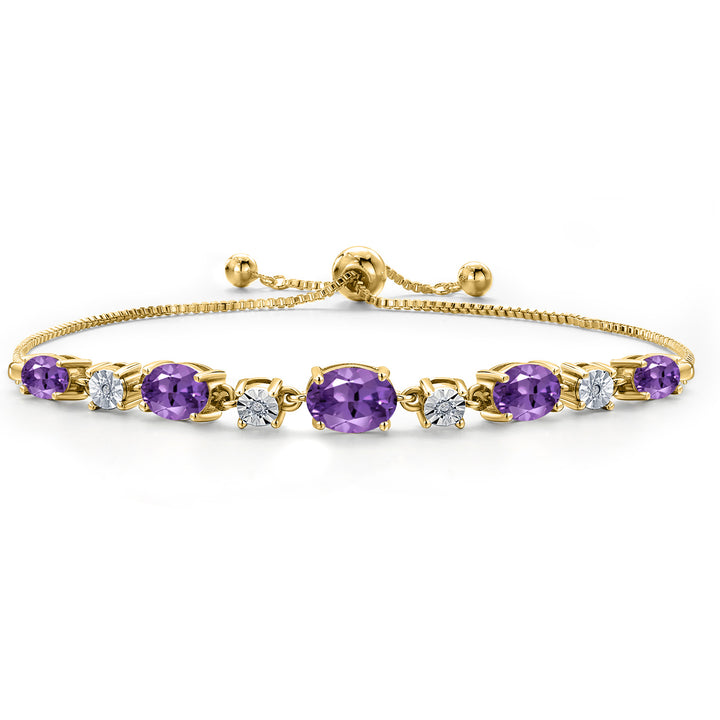 Amethyst - February_925 Yellow Gold Plated Silver_Bracelet in 925 Yellow Gold Plated Silver