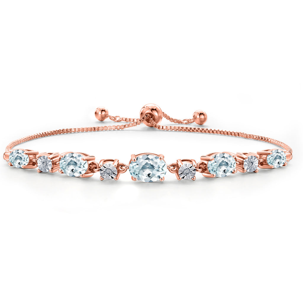 Aquamarine - March_925 Rose Gold Plated Silver_Bracelet in 925 Rose Gold Plated Silver