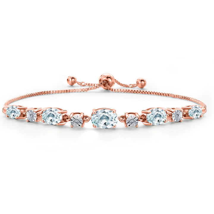 Aquamarine - March_925 Rose Gold Plated Silver_Bracelet in 925 Rose Gold Plated Silver