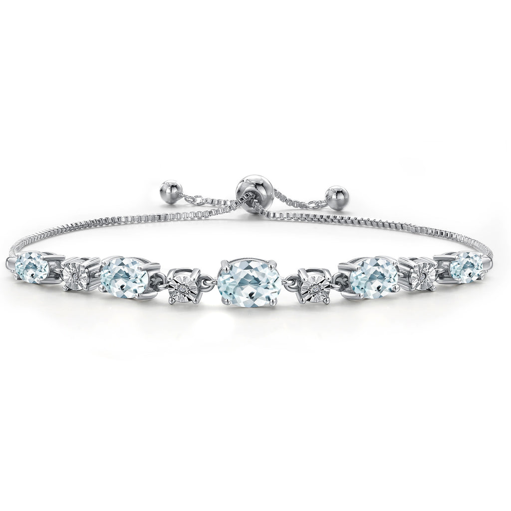 Aquamarine - March_925 Sterling Silver_Bracelet in 925 Sterling Silver