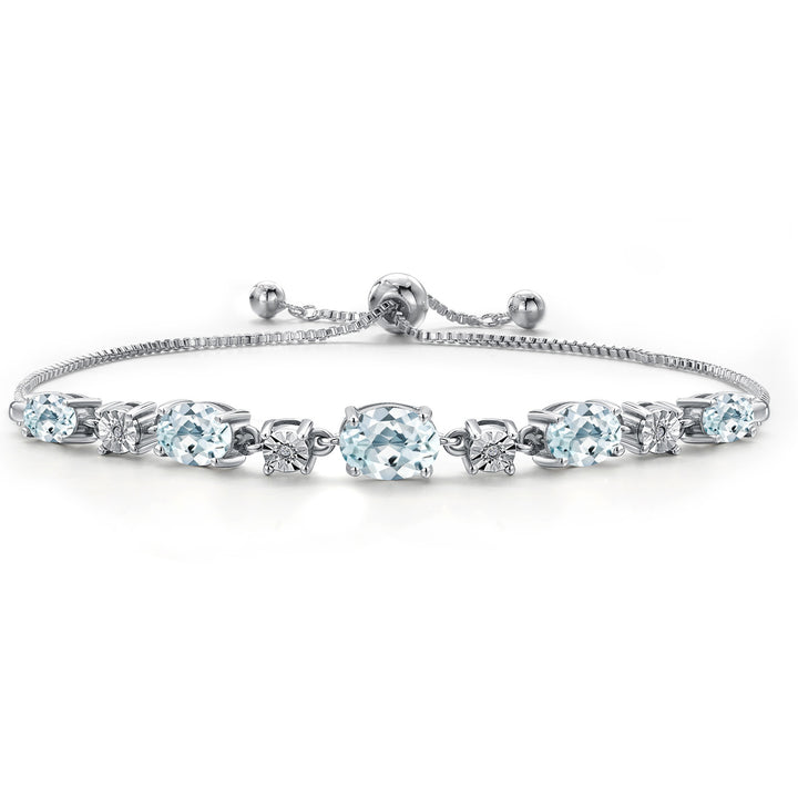 Aquamarine - March_925 Sterling Silver_Bracelet in 925 Sterling Silver
