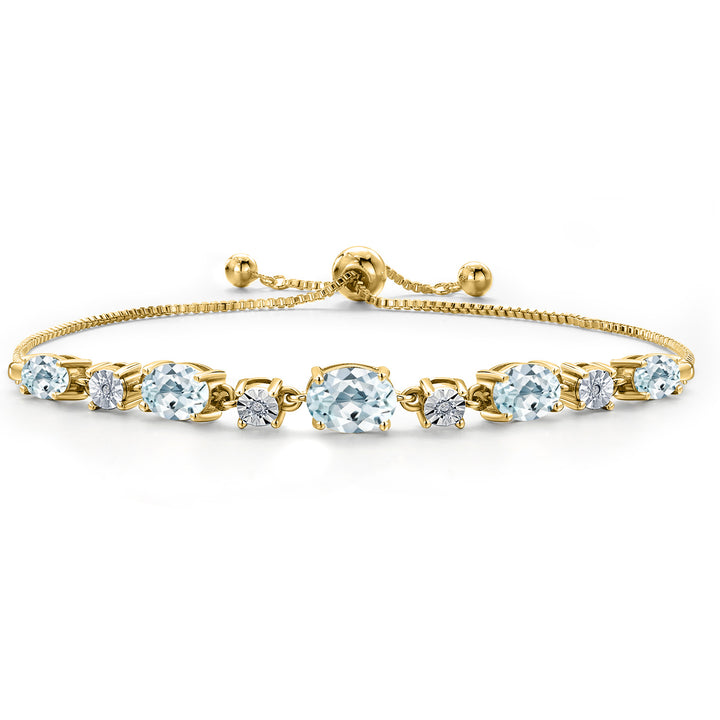 Aquamarine - March_925 Yellow Gold Plated Silver_Bracelet in 925 Yellow Gold Plated Silver
