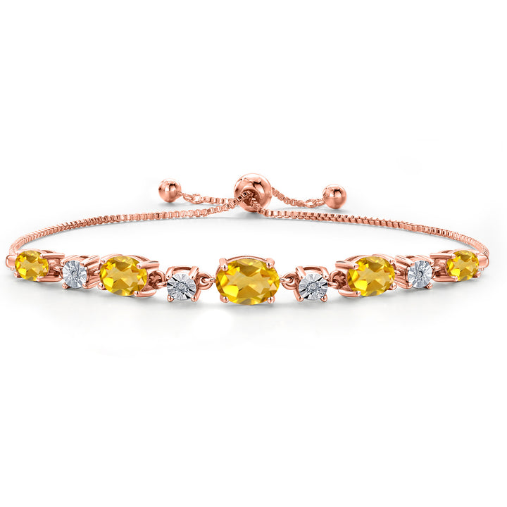 Citrine - November_925 Rose Gold Plated Silver_Bracelet in 925 Rose Gold Plated Silver