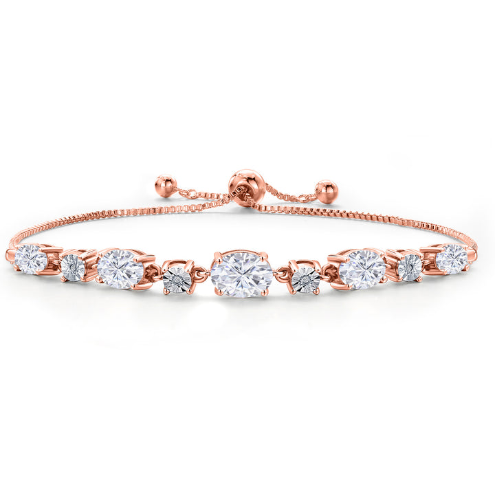 White Moissanite - April_925 Rose Gold Plated Silver_Bracelet in 925 Rose Gold Plated Silver