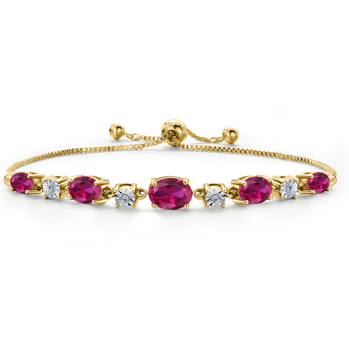 Created Ruby - July_925 Yellow Gold Plated Silver_Bracelet in 925 Yellow Gold Plated Silver