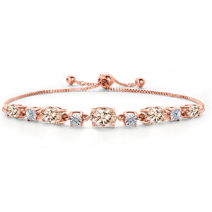Morganite - October_925 Rose Gold Plated Silver_Bracelet in 925 Rose Gold Plated Silver