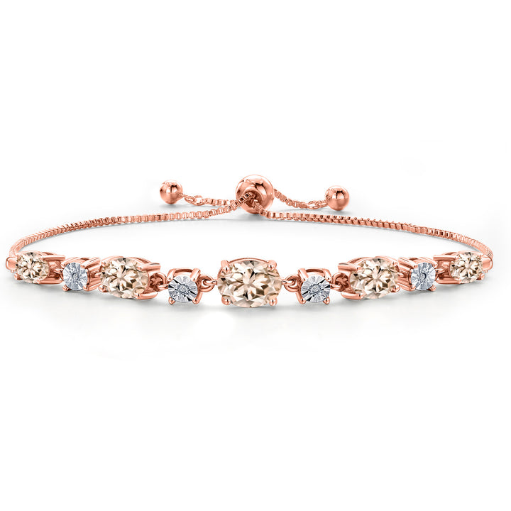 Morganite - October_925 Rose Gold Plated Silver_Bracelet in 925 Rose Gold Plated Silver
