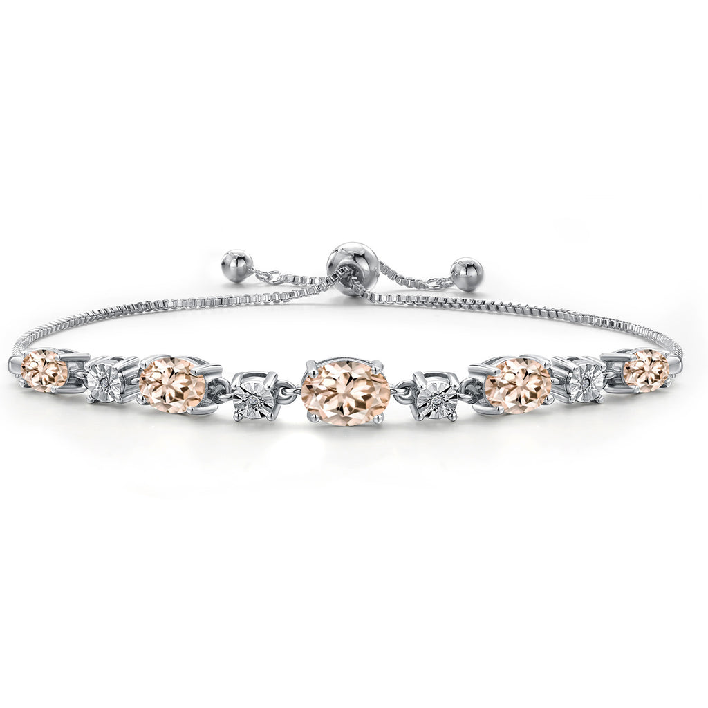 Morganite - October_925 Sterling Silver_Bracelet in 925 Sterling Silver