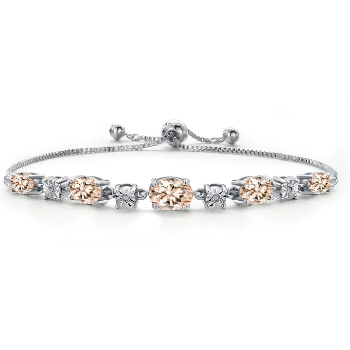 Morganite - October_925 Sterling Silver_Bracelet in 925 Sterling Silver