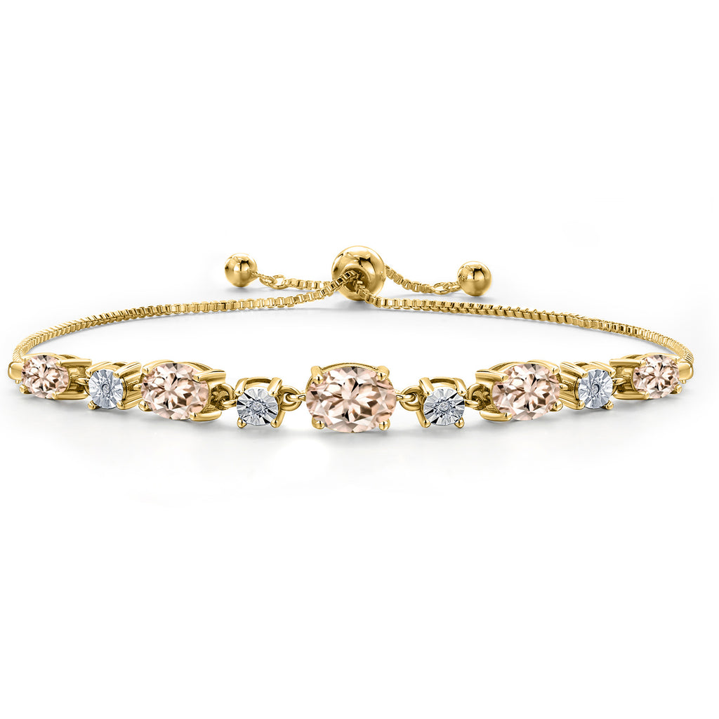 Morganite - October_925 Yellow Gold Plated Silver_Bracelet in 925 Yellow Gold Plated Silver