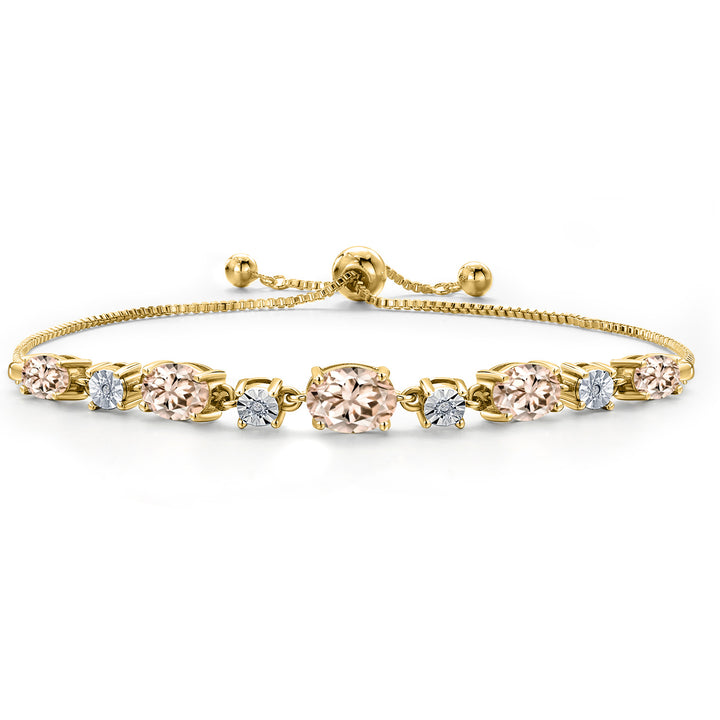 Morganite - October_925 Yellow Gold Plated Silver_Bracelet in 925 Yellow Gold Plated Silver
