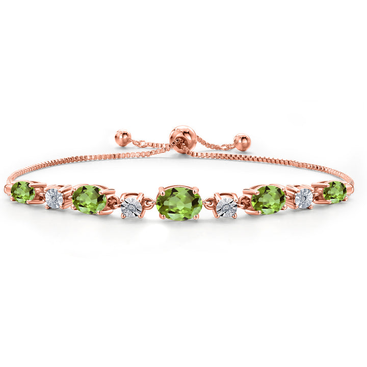 Peridot - August_925 Rose Gold Plated Silver_Bracelet in 925 Rose Gold Plated Silver