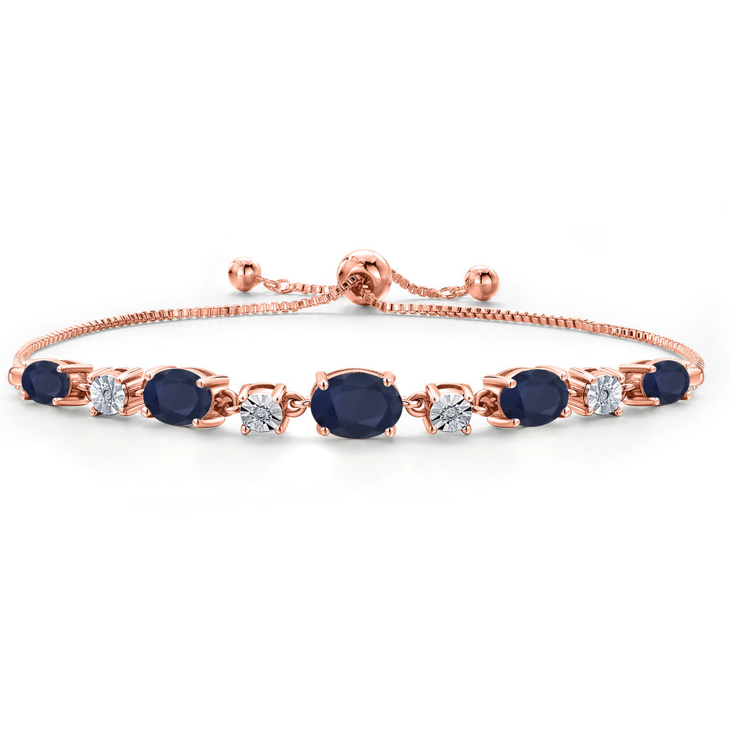 Blue Sapphire - September_925 Rose Gold Plated Silver_Bracelet in 925 Rose Gold Plated Silver