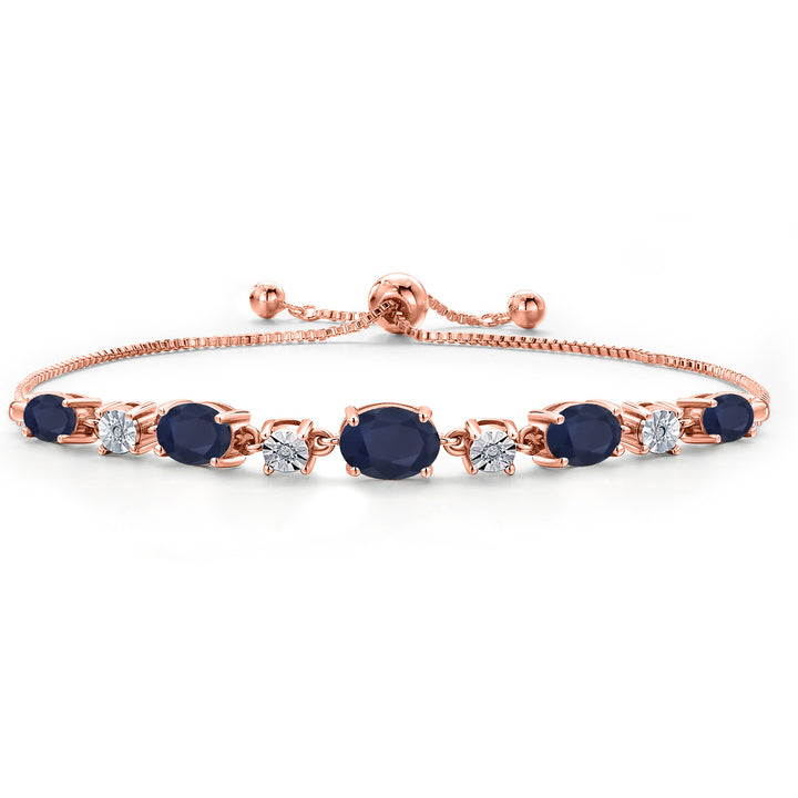 Blue Sapphire - September_925 Rose Gold Plated Silver_Bracelet in 925 Rose Gold Plated Silver
