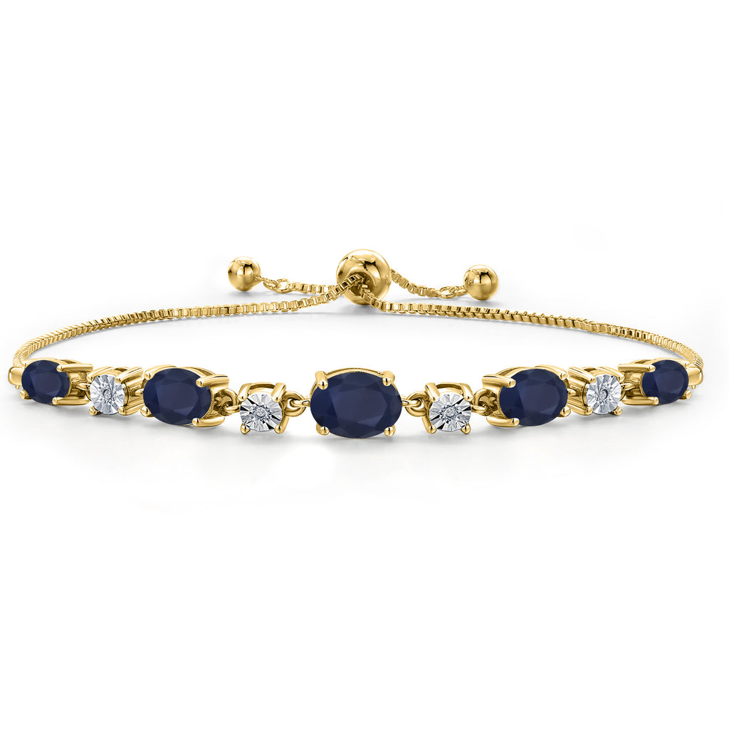 Blue Sapphire - September_925 Yellow Gold Plated Silver_Bracelet in 925 Yellow Gold Plated Silver
