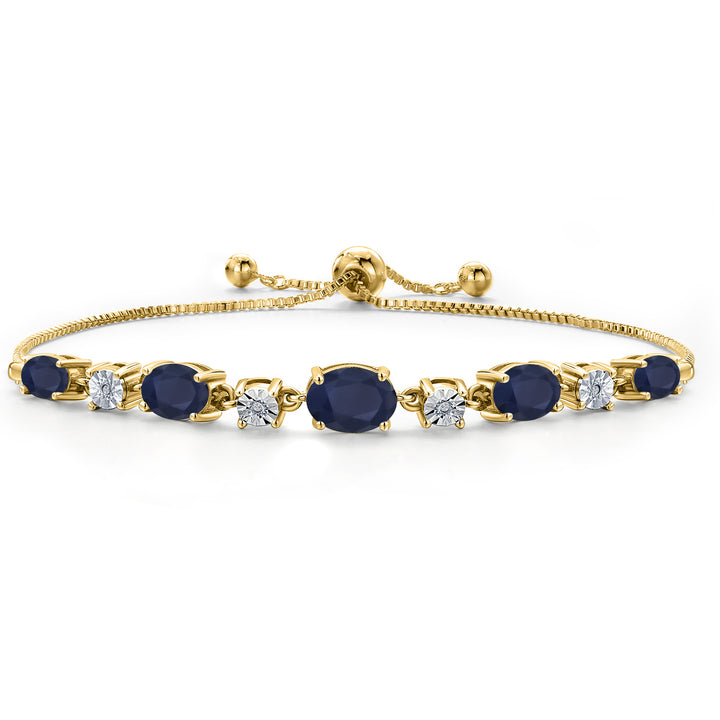 Blue Sapphire - September_925 Yellow Gold Plated Silver_Bracelet in 925 Yellow Gold Plated Silver