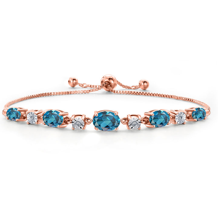 London Blue Topaz - November_925 Rose Gold Plated Silver_Bracelet in 925 Rose Gold Plated Silver