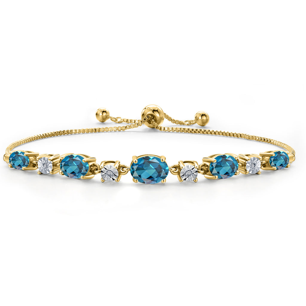 London Blue Topaz - November_925 Yellow Gold Plated Silver_Bracelet in 925 Yellow Gold Plated Silver