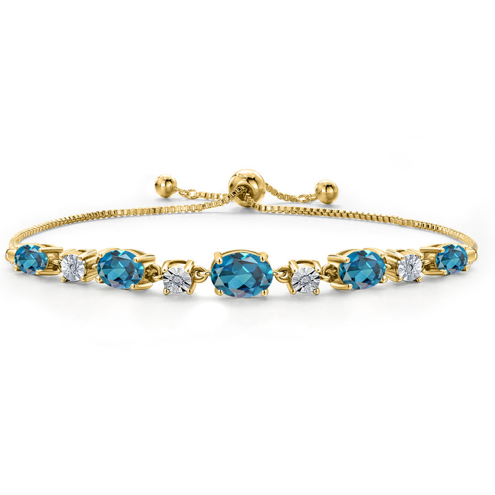 London Blue Topaz - November_925 Yellow Gold Plated Silver_Bracelet in 925 Yellow Gold Plated Silver