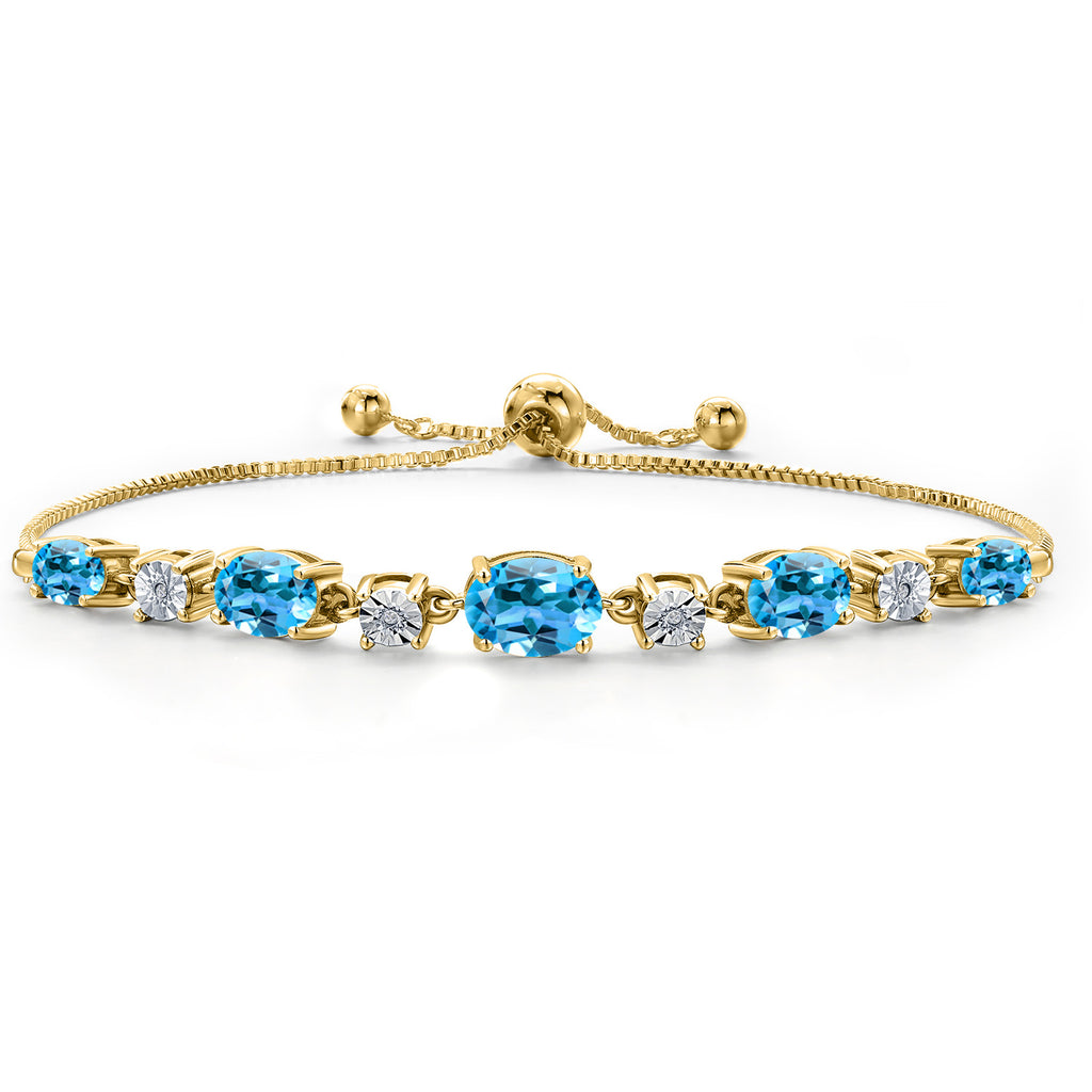 Swiss Blue Topaz - November_925 Yellow Gold Plated Silver_Bracelet in 925 Yellow Gold Plated Silver