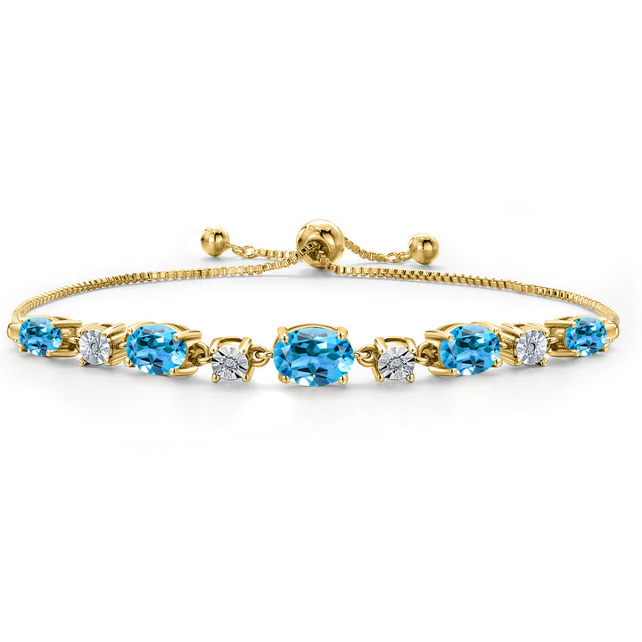 Swiss Blue Topaz - November_925 Yellow Gold Plated Silver_Bracelet in 925 Yellow Gold Plated Silver