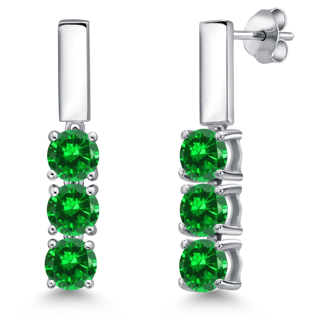 Created Emerald - May_Earrings in 925 Sterling Silver