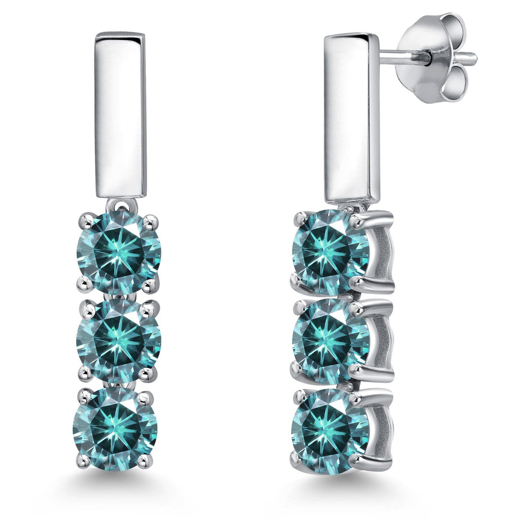 Blue Moissanite - April_Earrings in 925 Sterling Silver