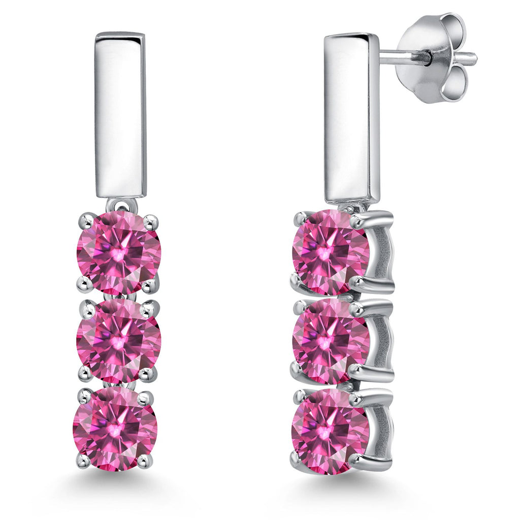 Pink Moissanite - April_Earrings in 925 Sterling Silver