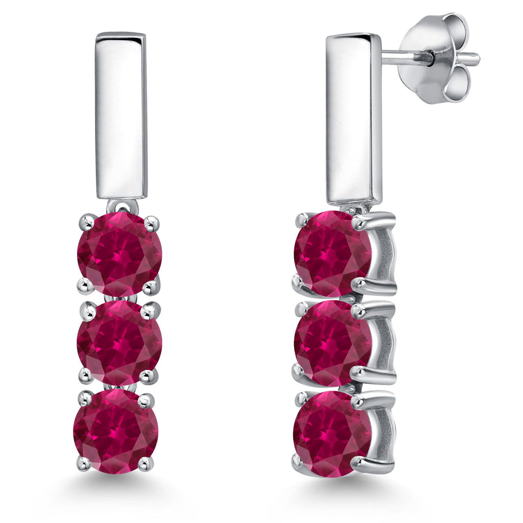Created Ruby - July_Earrings in 925 Sterling Silver