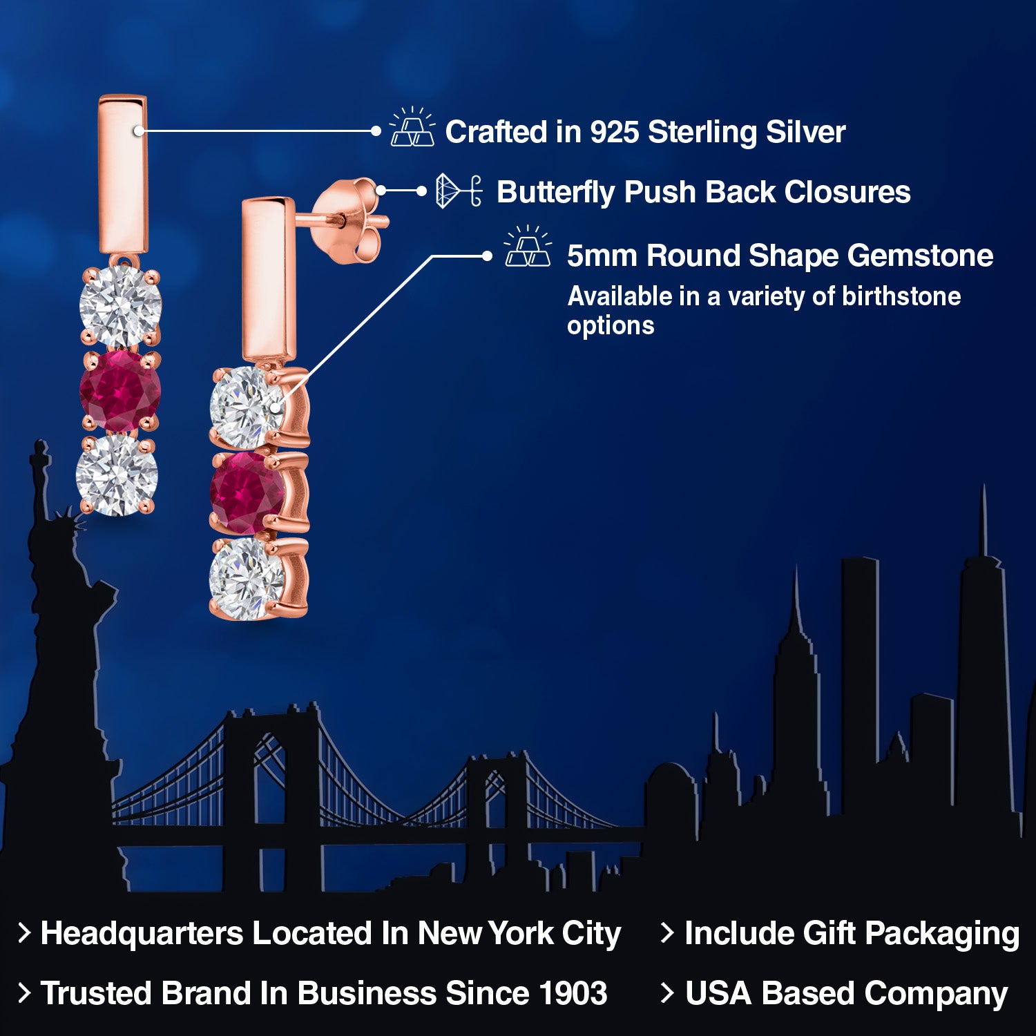 Earrings in 925 Rose Gold Plated Silver