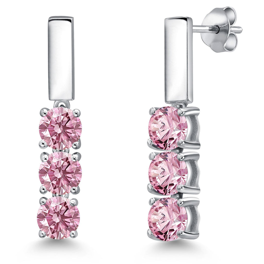 Pink Lab Grown Diamond - April_Earrings in 925 Sterling Silver
