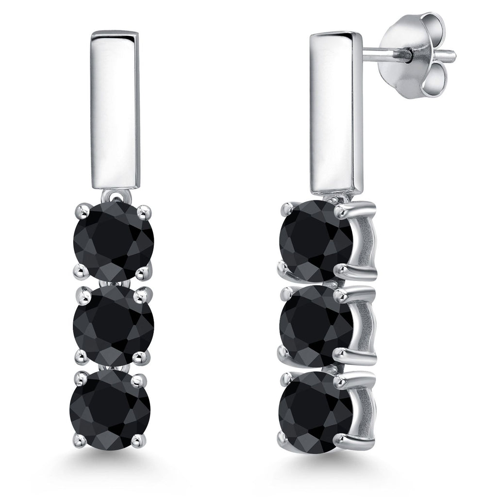 Black Sapphire - September_Earrings in 925 Sterling Silver